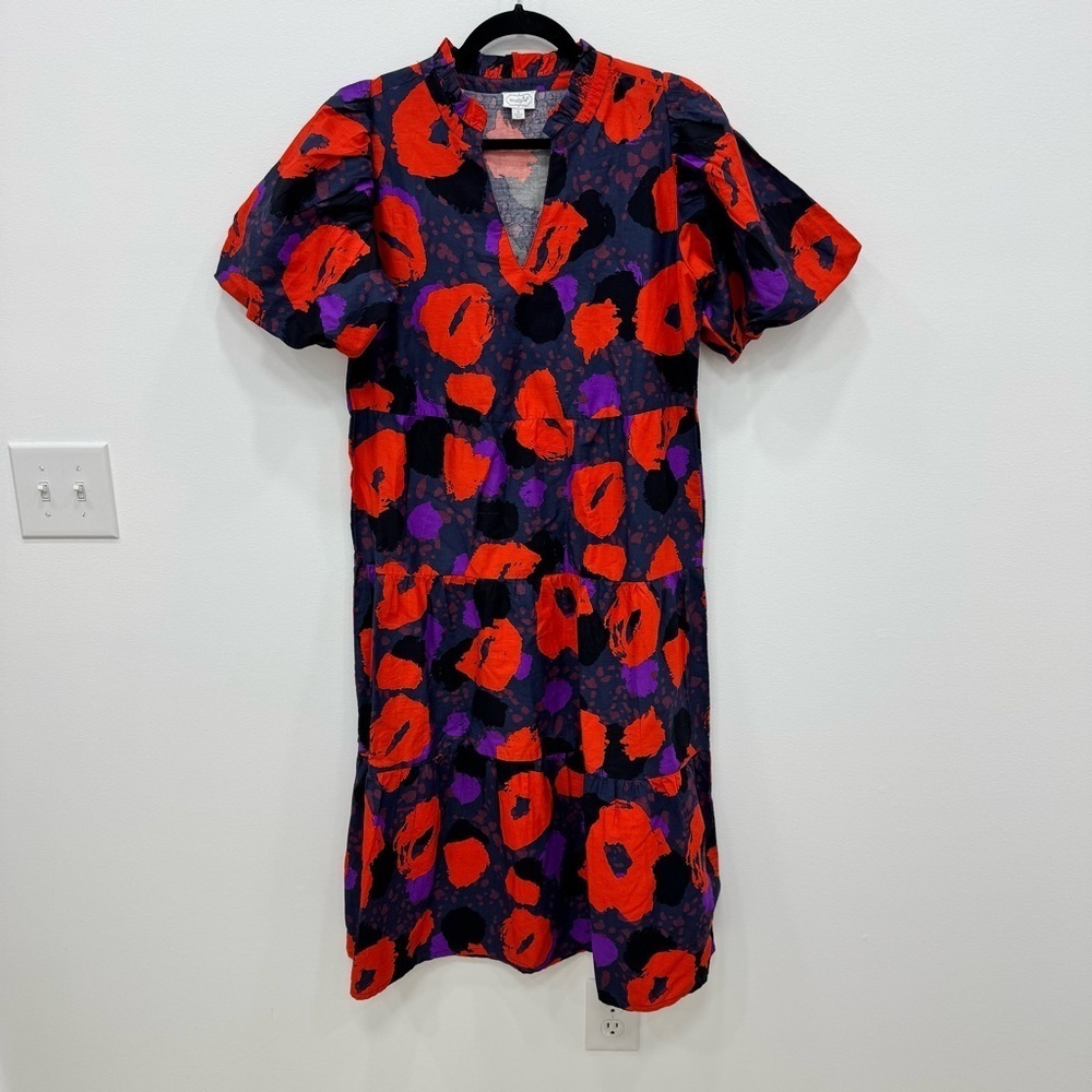 Mudpie Christine Midi Tiered poppy dress Sz Small Like New